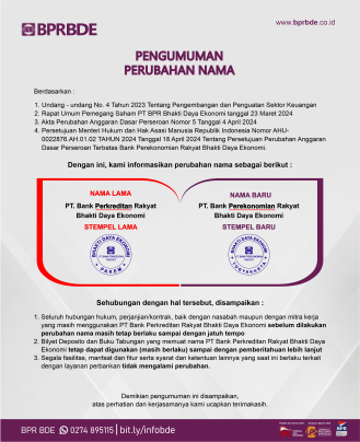Pengumuman Perubahan Nama Baru Pengumuman Perubahan Nama Baru